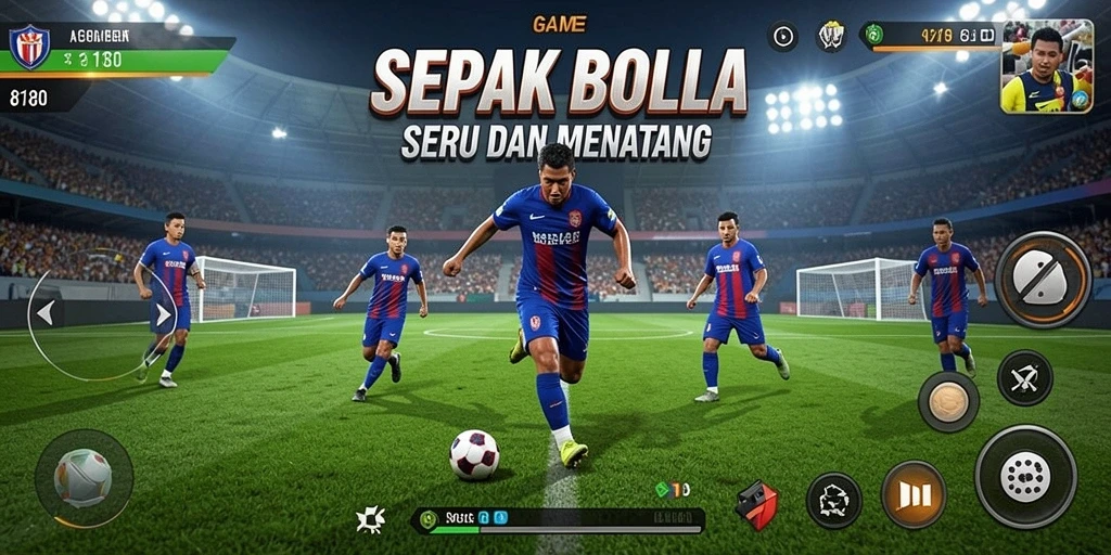 Tampilan gameplay dinamis dalam game sepak bola 8180.