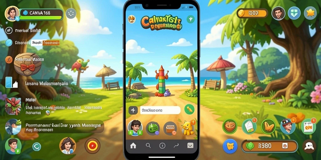 Tampilan gameplay CANVA168 yang ceria dan menawan.