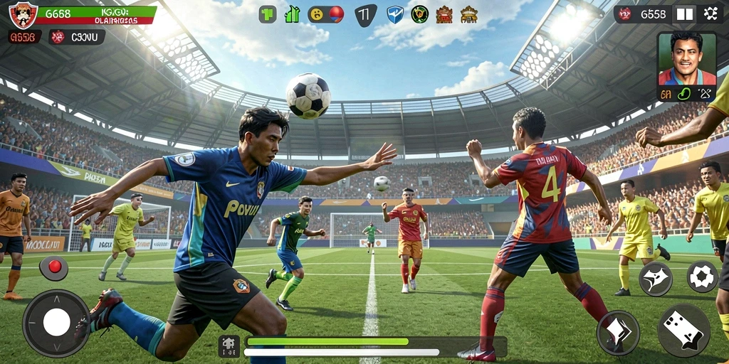 Screenshot gameplay G668 menunjukkan aksi mendebarkan dalam olahraga.