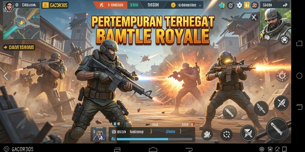 Gameplay GACOR305 yang penuh aksi di arena Battle Royale.