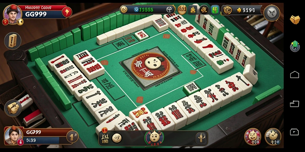 Tampilan gameplay <strong>GG999</strong> yang menarik dengan ubin Mahjong berwarna-warni.