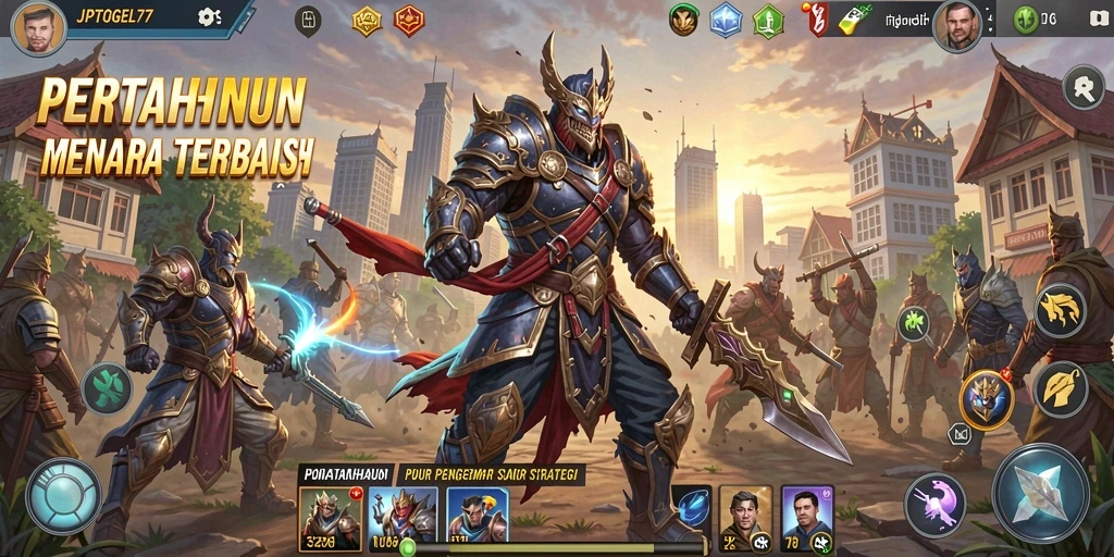 Gameplay intens saat mempertahankan menara dari serangan musuh.