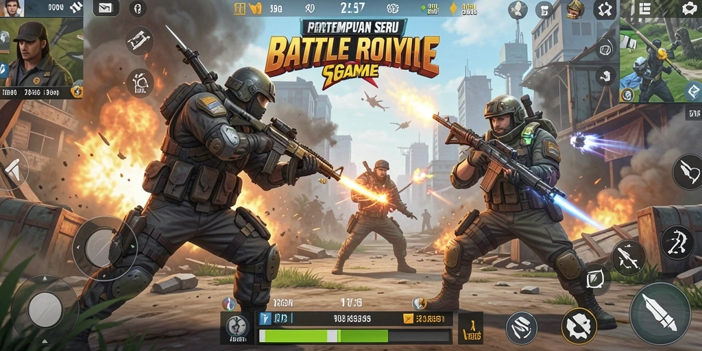 Tampilan gameplay KAKRP yang seru dan menegangkan dalam pertempuran Battle Royale.