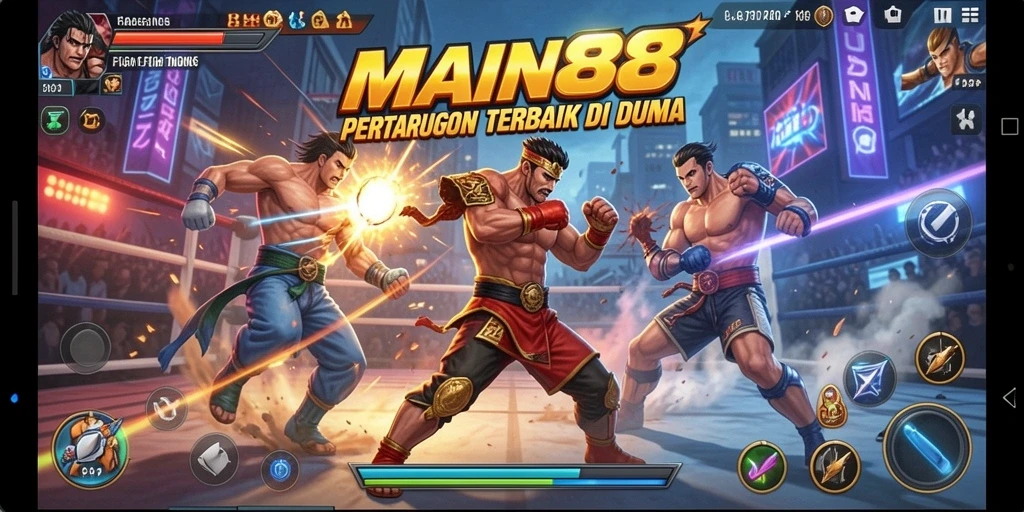 Tampilan gameplay seru di MAIN88 dengan pertarungan karakter yang dinamis.
