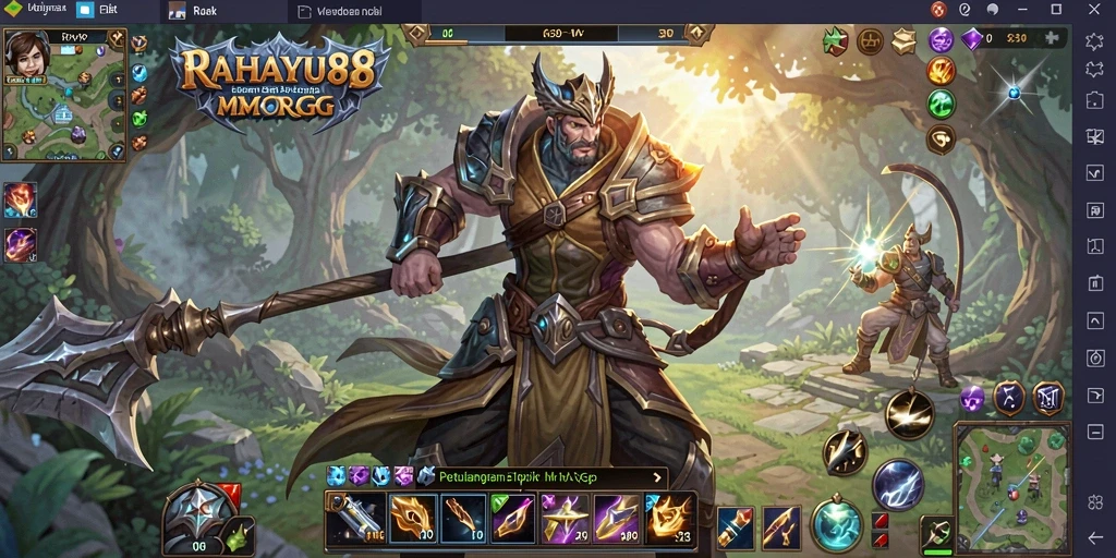 Screenshot utama RAHAYU88 menampilkan karakter bertarung di dunia MMORPG yang menakjubkan.