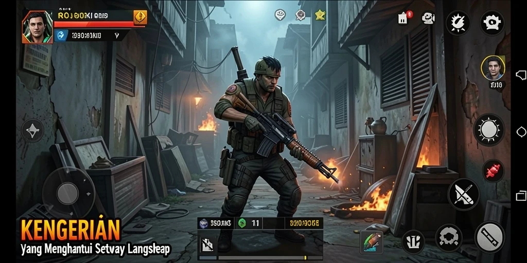 Screenshot gameplay ROSOHOKI yang menampilkan suasana menyeramkan dan menegangkan.