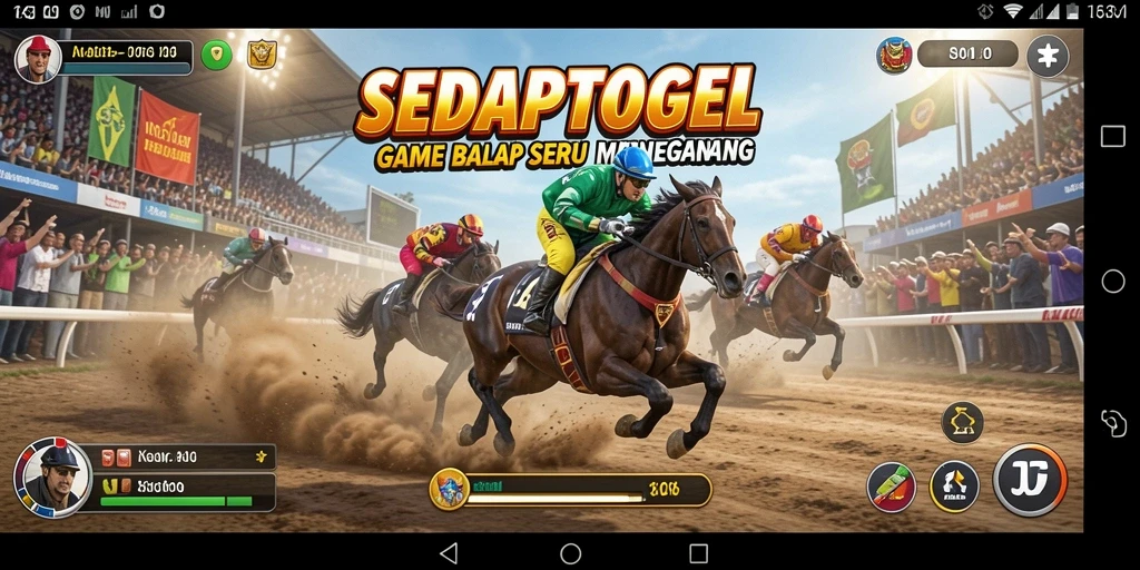Tangkapan layar gameplay SEDAPTOGEL yang menampilkan balapan seru.