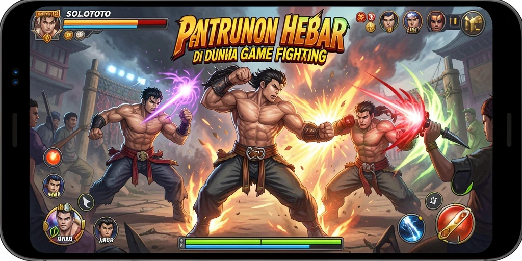 Tangkapan layar menunjukkan pertarungan dinamis dan karakter unik di SOLOTOTO.