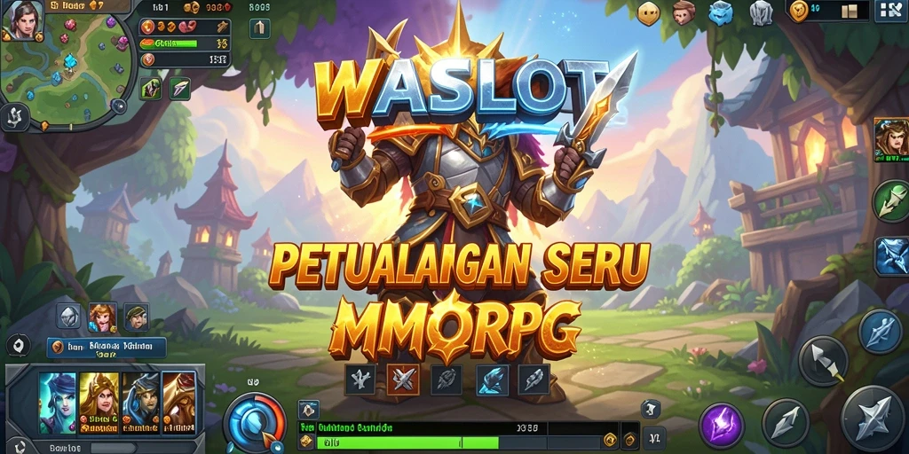 Screenshot utama WASLOT menampilkan karakter dalam pertarungan epik di dunia MMORPG.